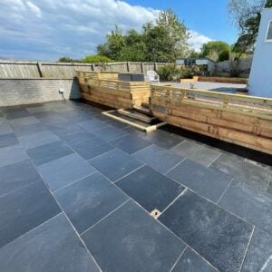 Kotah Black Sawn Edge Indian Limestone Paving Slabs – 900x600mm – 22mm Calibrated