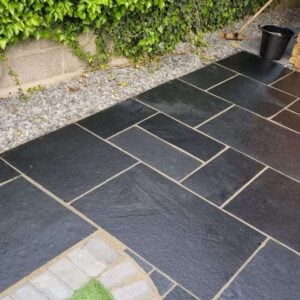 Kotah Black Sawn Edge Indian Limestone Paving Slabs – Patio Pack – 22mm Calibrated