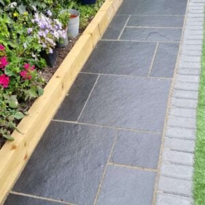 Kotah Black Hand Cut Edge Indian Limestone Paving Slabs – 900x600mm – 22mm Calibrated