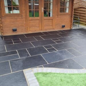Kotah Black Hand Cut Indian Limestone Paving Slabs – Patio Pack – 22mm Calibrated