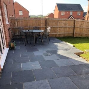 Kotah Black Sawn Edge Indian Limestone Paving Slabs – 600x600mm – 22mm Calibrated